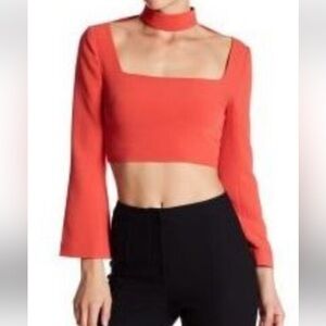 Cinq à Sept Vibrant Red Crop Top